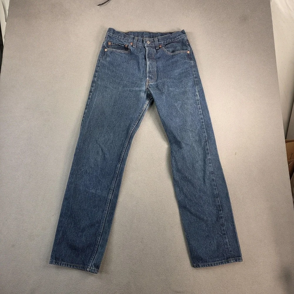 Classic Denim Jeans Mens Straight‎ Leg Medium Wash 5 Pocket Blue Casual